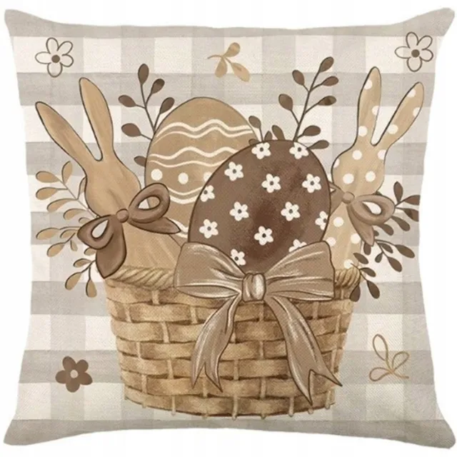 eCarla Decoratieve Paaskussenhoes 45x45cm - Linnen met Ritssluiting Multicolor
