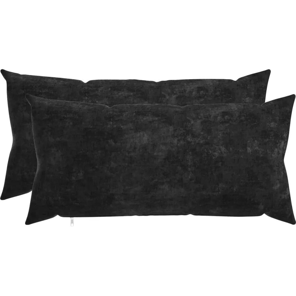 vidaXL Kussensloop 2 st HEERLEN Antraciet 40 x 80 cm Chenille Stof, foto 3