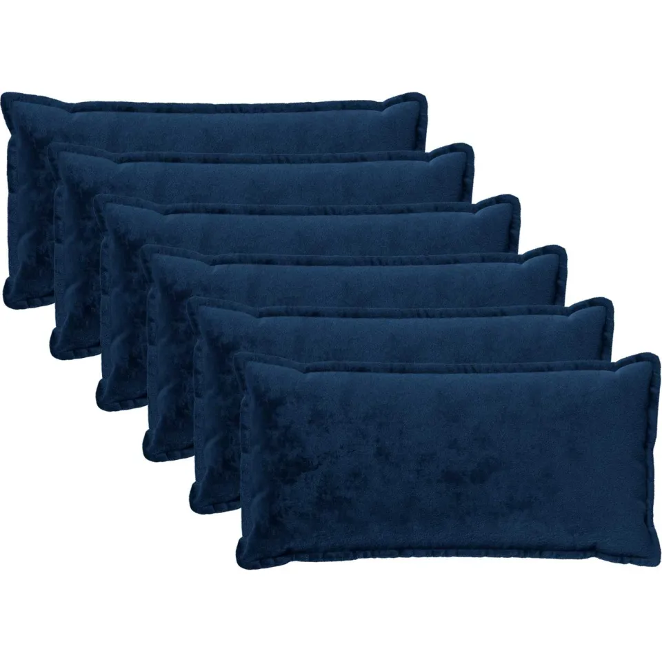 vidaXL Kussensloop 6 st HOUTEN Marineblauw 40 x 80 cm Flanel, foto 3