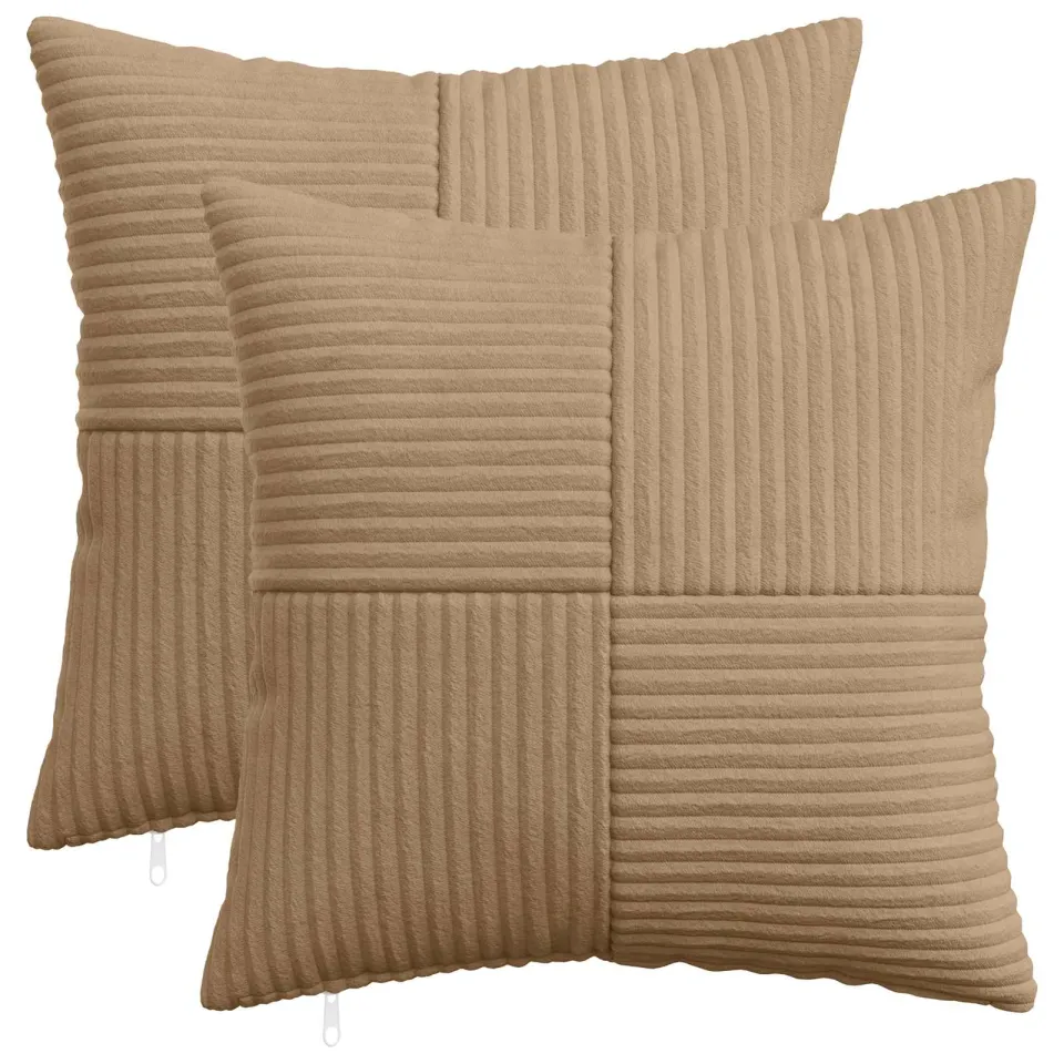 vidaXL Kussensloop 2 st ALMELO Bruin 45 x 45 cm corduroy