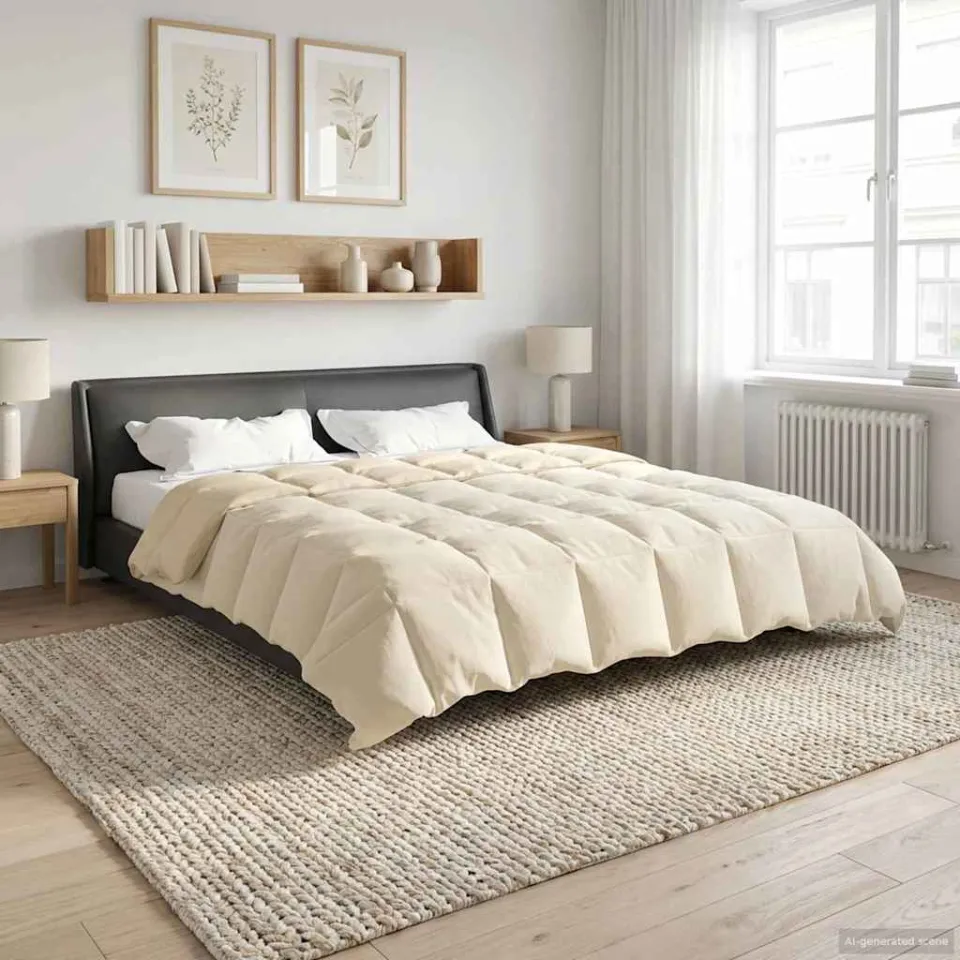 vidaXL Vol jaar dekbed 260 x 240 cm Microfiber (100% polyester) crème, foto 4