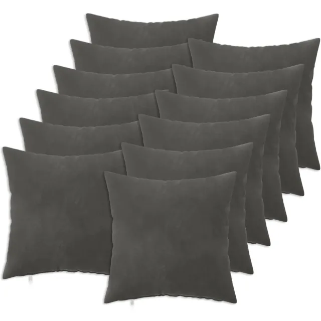 vidaXL Kussensloop 12 st HEERLEN Donkergrijs 40 x 40 cm fluweel