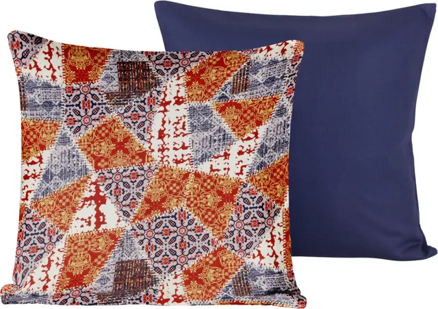 De Witte Lietaer Sierkussensloop Set Quilt Blue Ribbon - 40 x 40 cm - Satijn Katoen Blauw