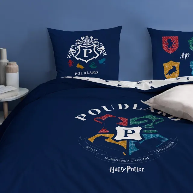 Harry Potter Dekbedovertrek Logo - Lits Jumeaux - 240 x 220 cm - Katoen Blauw