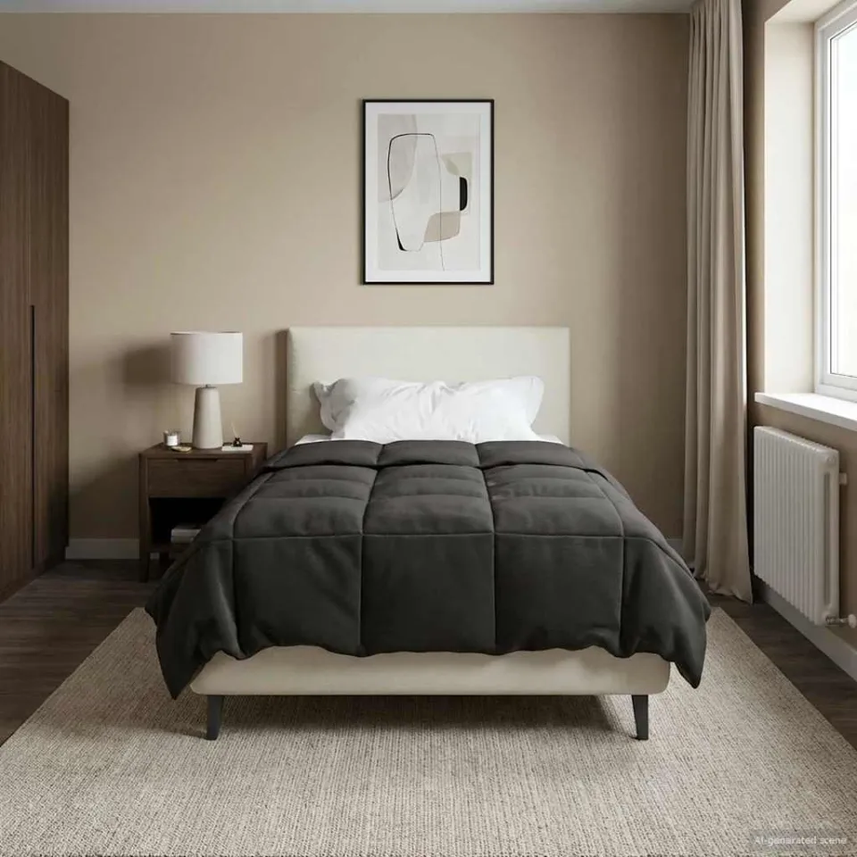 vidaXL Vol jaar dekbed 140 x 220 cm Microfiber (100% polyester) anthraciet, foto 4