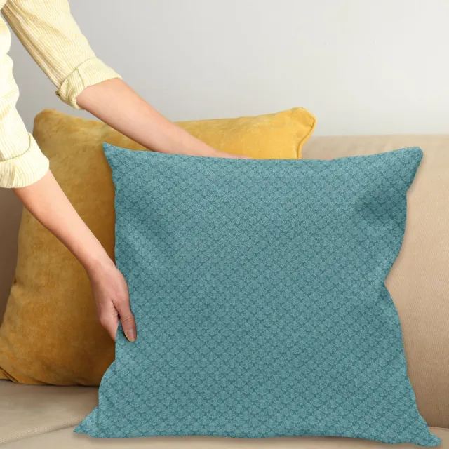 ABAKUHAUS Vintage Kussenhoes, Nostalgische Damast inspiriert, Wasbare Kussenhoes met Ritssluiting, Kleurechte Heldere Kleuren en Dubbelzijdige Print, 45 x 45 cm, Kadett Blauw Kadett Blauw