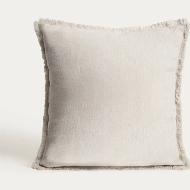 Homla Kussensloop | ZAMBRA | met ecru linnenmix en franjes | 45x45 cm | 782992