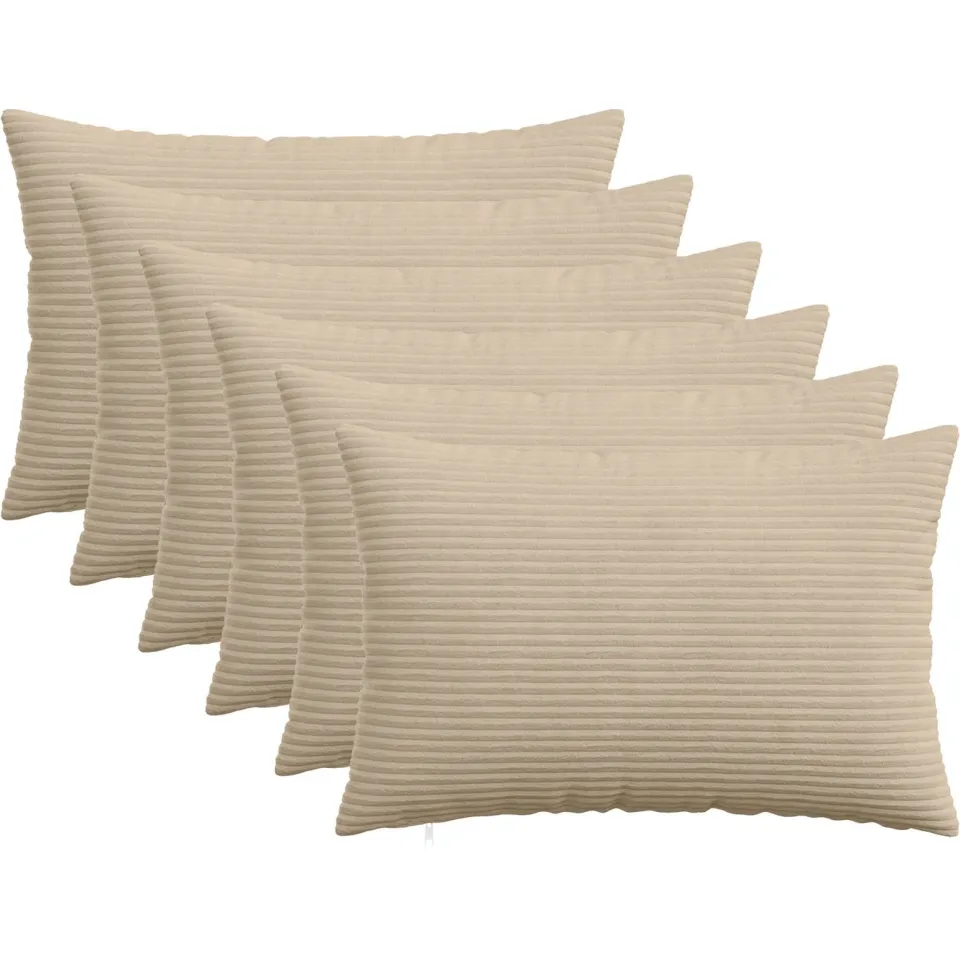 vidaXL Kussensloop 6 st HEERLEN Taupe 50 x 75 cm corduroy, foto 3