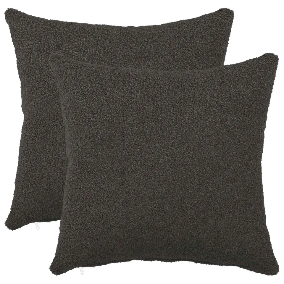 vidaXL Kussensloop 2 st HEERLEN Donkergrijs 50 x 50 cm Bouclé, foto 4