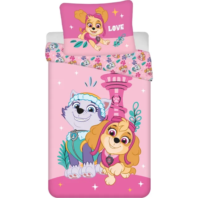 PAW Patrol Dekbedovertrek, Love - 140 x 200 + 70 x 90 cm - Polyester Roze