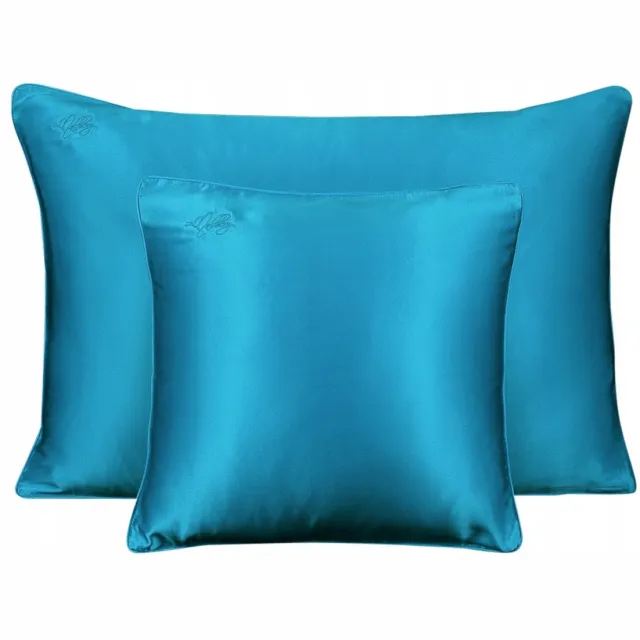 Malbery 100% Zijden Kussensloop 40x40cm - Luxe Koraalblauw met Rand