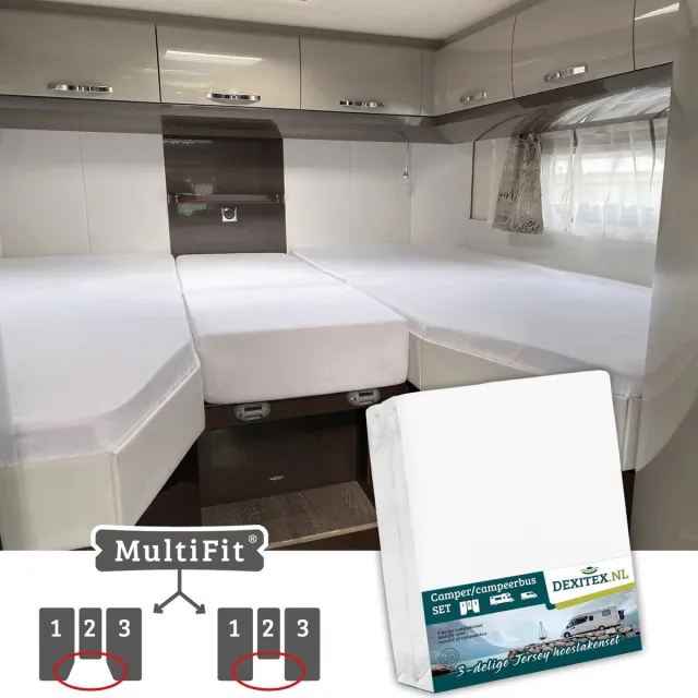 dexitex 1 x molton 1 x hoeslaken WIT/ 3 delige set-Geschikt voor Camper lengtebedden of enkele bedden 1 Molton + 1 Hoeslaken WIT