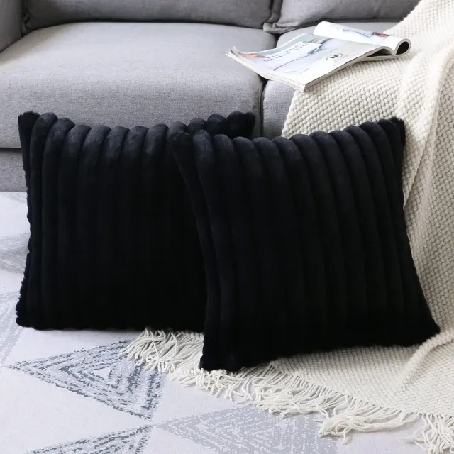 HAUSS SPOLE Fluwelen Kussensloop - Zwart - Kussenslopen 50 X 50 Cm - Set Van 2 - Kussenhoes - Kussenhoezen - Sierkussens - Pluche Stof