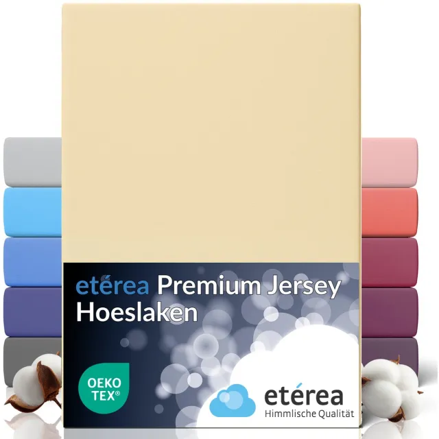 etérea Himmlische Qualität etérea Premium Jersey hoeslaken 90x200 - 100x200 cm - Oekotex - 100% katoen - bis 25 cm - Ivor Natuur