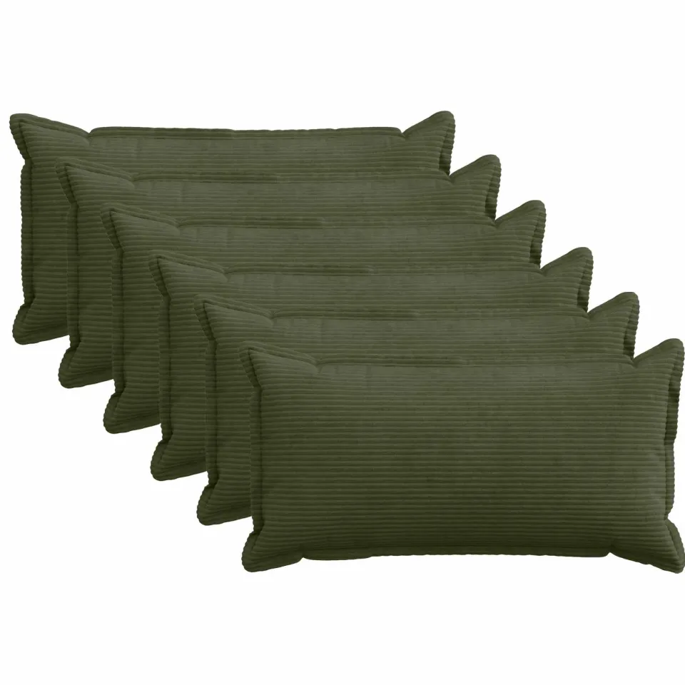 vidaXL Kussensloop 6 st HOUTEN Groen 40 x 80 cm corduroy, foto 3