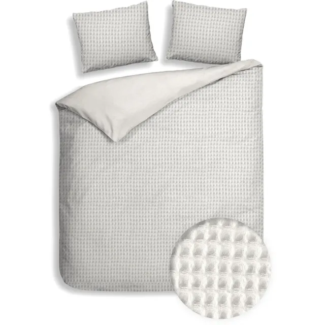 Heckettlane Dekbedovertrek Vafala - Effen Bedlinnen - 200x200-220 cm - Tweepersoons - Off-White - Dekbedovertrek van Katoen Ivory White