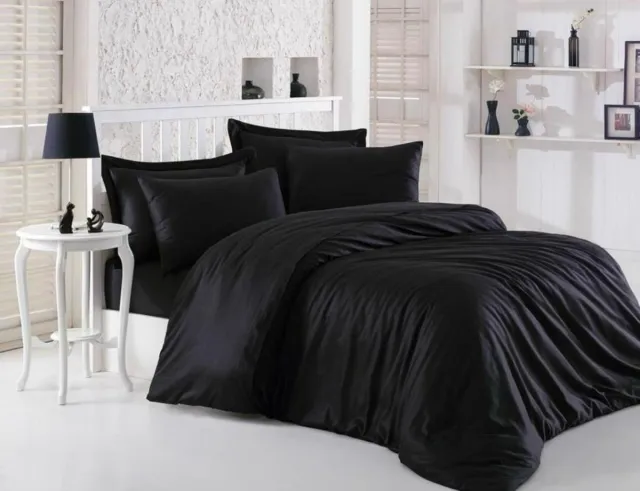Lubna Home Dekbedovertrekjset 240x220/200cm-HOTEL -DEKBEDOVERTREKSET-KATOENSATIJN-ZWART