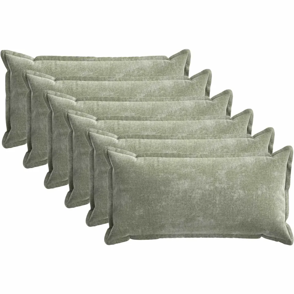 vidaXL Kussensloop 6 st HOUTEN Groen 40 x 70 cm Chenille Stof, foto 3