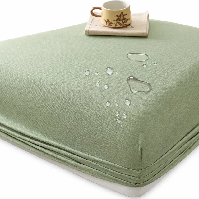 SWGOTA Waterdicht hoeslaken 120 × 200 cm met 1 kussensloop - Matchagroen, geborstelde stof, voor matrassen tot 30 cm hoog