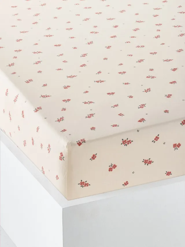 vertbaudet Kinderhoeslaken GIPSY met gerecycled katoen beige, bedrukt