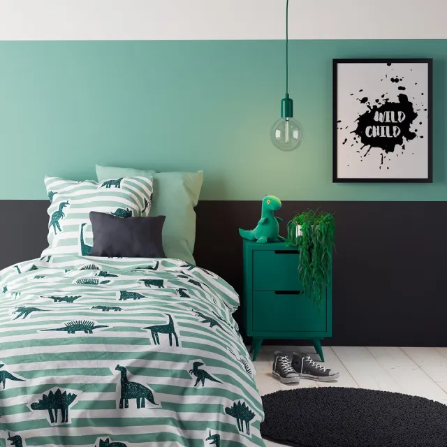 Mistral Home DEKBEDOVERTREK - katoen renforcé - 140 x 200 cm + 65 x 65 cm - eenpersoons - tekening - groen - Voor kinderen