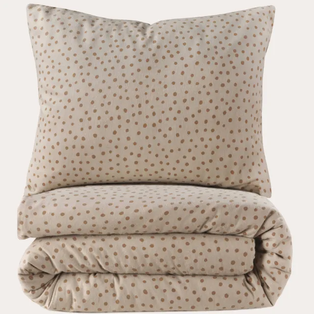 NOUS Living flanellen dekbedovertrek beige met stippen