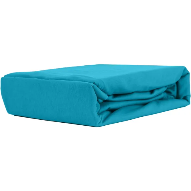 Kam-Pol Hoeslaken Jersey Katoen 100% met Elastiek, Turkse Kleur, 70x220 cm Turquoise