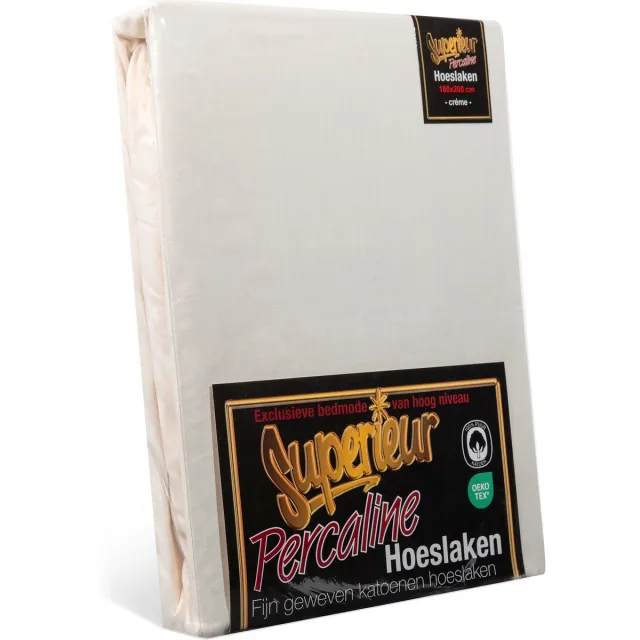 Superieur Hoeslaken - 100x200 cm - Crème - 100% katoen Creme