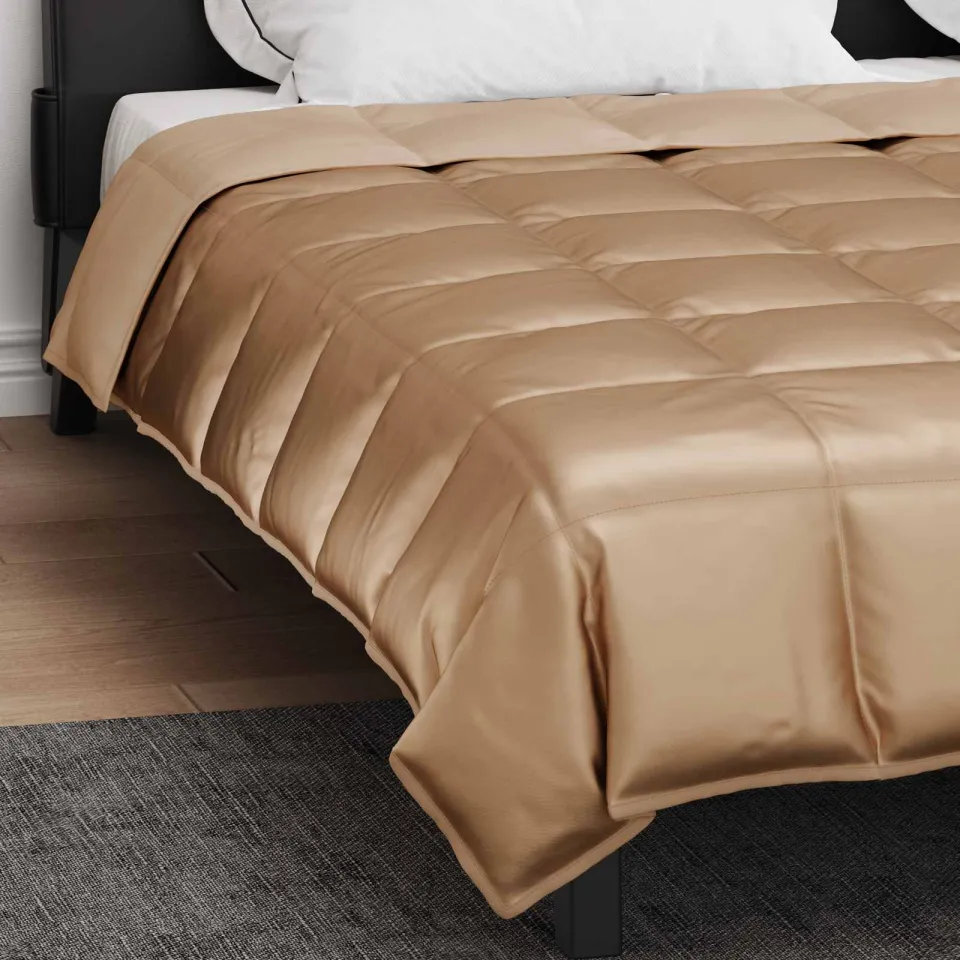 vidaXL Zomer Dekbed 200 x 240 cm 200 gsm Satijn en microvezel Goud, foto 4