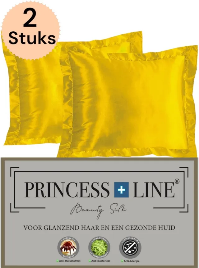 Princess Line Satijnen Beauty Silk Kussensloop - Zijden Zacht Beddengoed- Goed Voor De Haar En Huid-Goud -Set van 2 Stuks-60 x 70 CM