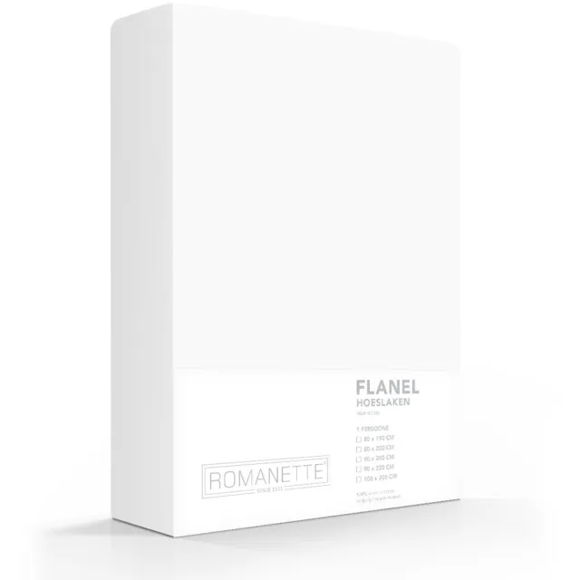 Romanette flanellen hoeslaken - Wit - 2-persoons (140x200 cm)