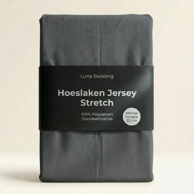Dekbed-Discounter Luna Bedding Hoeslaken 80/90 x 200 cm - Jersey - Geschikt voor matrassen tot 22 cm hoog - Wasbaar op 40 graden - Strijkvrij - Antraciet