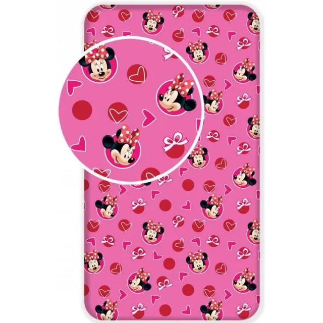 Minnie Mouse Disney Minnie Mouse Hearts - Hoeslaken - Eenpersoons - 90 x 200 cm - Roze