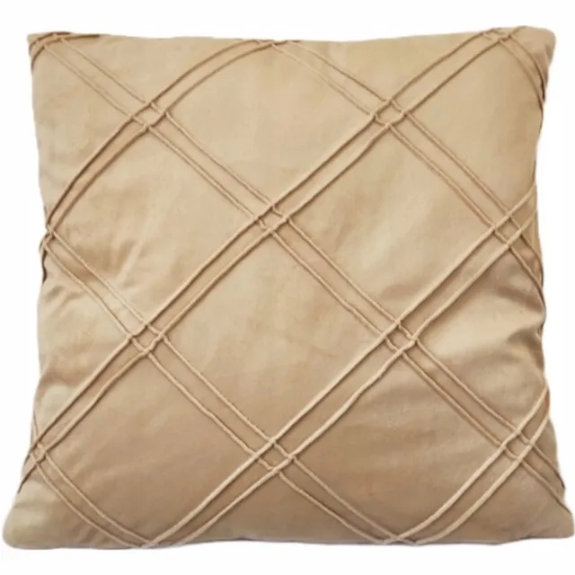 Granda Decoratieve Kussenhoes 45x45 cm Beige Velours met 3D Ruit