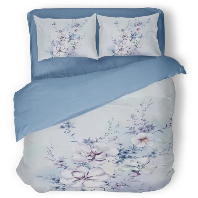 Eleganzzz Dekbedovertrek Spring Dreams - Blue - Dekbedovertrek 240x200/220cm - Micropercal - Lits Jumeaux - Dekbedovertrekken - Bloemen Dekbedovertrek