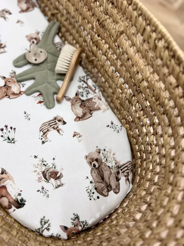 Sroka białoboka Merkloos Kinderwagenbak Laken - Premium Katoen - Bosdieren Print