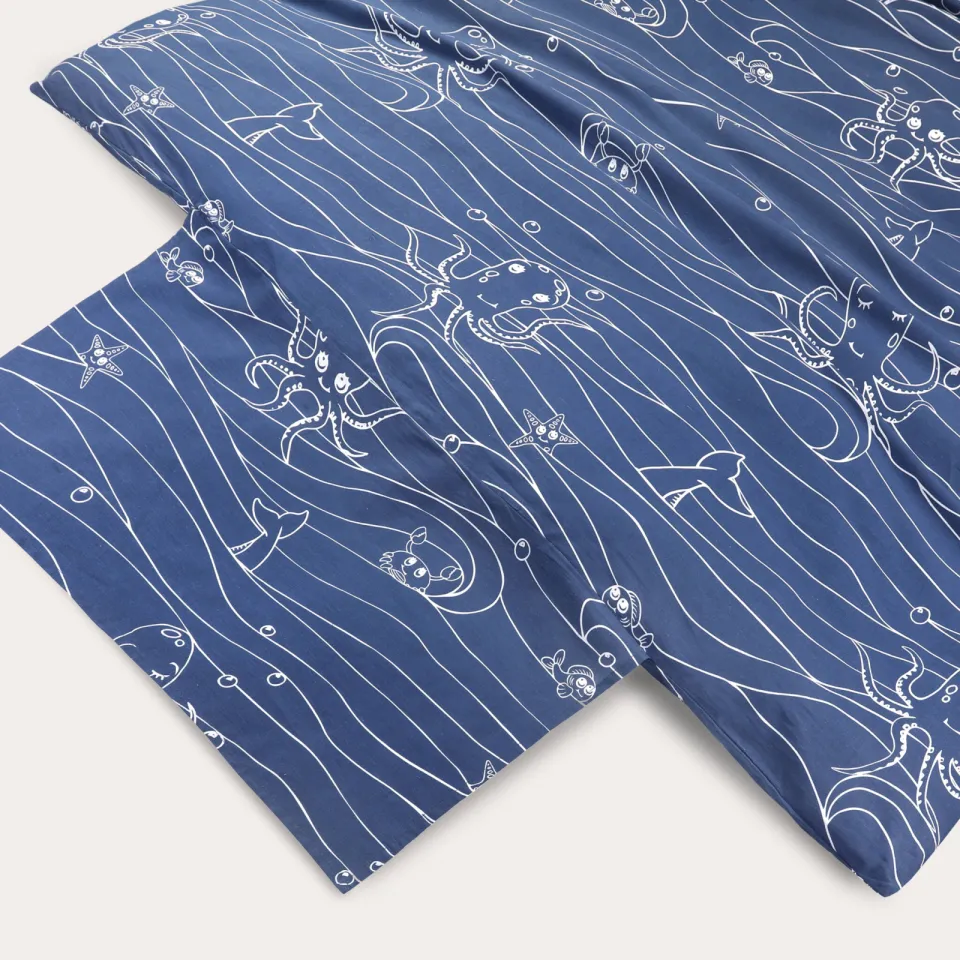 NOUS Kids katoenen dekbedovertrek kinderbed (120x150 cm) blauw, foto 5