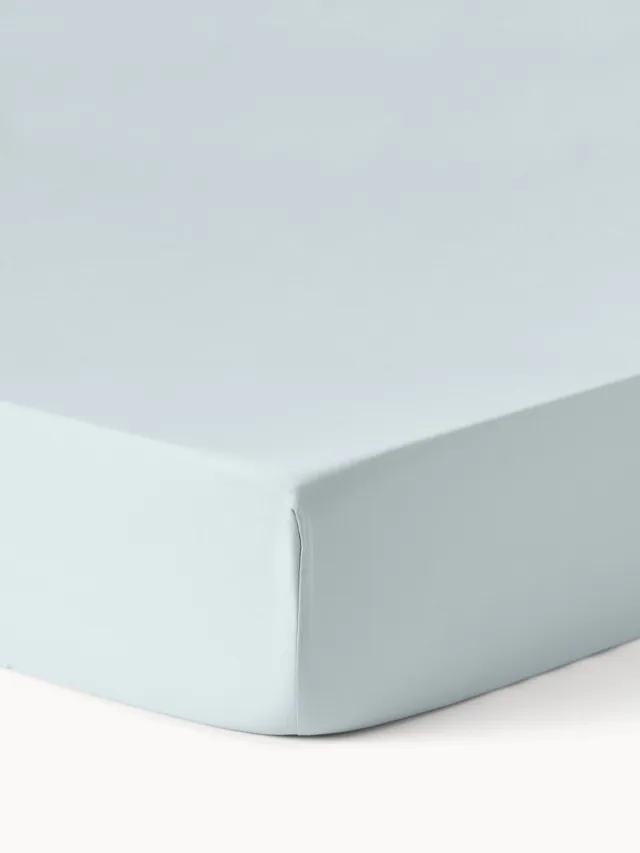 Westwing Collection Topper hoeslaken Comfort, katoensatijn Lichtblauw