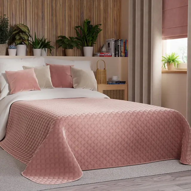 Markizeta Velvi Serie - Sprei - 220x240cm - Geometrisch Patroon - Puderroze