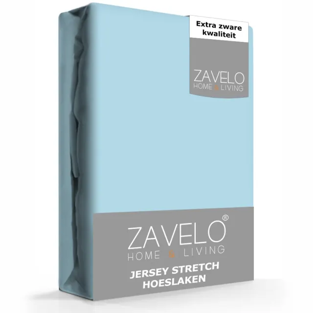 Zavelo Jersey Hoeslaken Ice-Blue-1-persoons (80/90x200 cm) Blauw