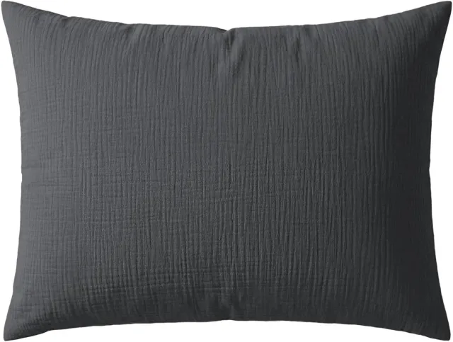 Zelesta Deluxe Katoen Mousseline Kussensloop Set Van 2 - Antraciet 60x70cm