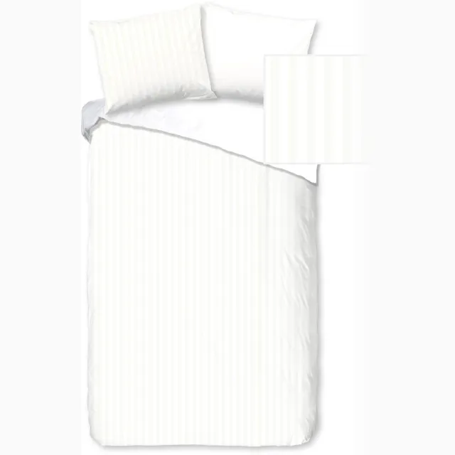 Descanso dekbedovertrek strepen - 1 persoons 140x200/220 cm - Wit - 100% Katoen satijn White