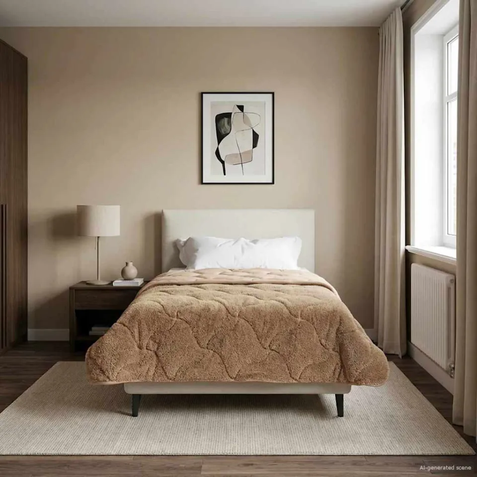 vidaXL Zomer Dekbed 135 x 200 cm Zomer Taupe Ademend, foto 4