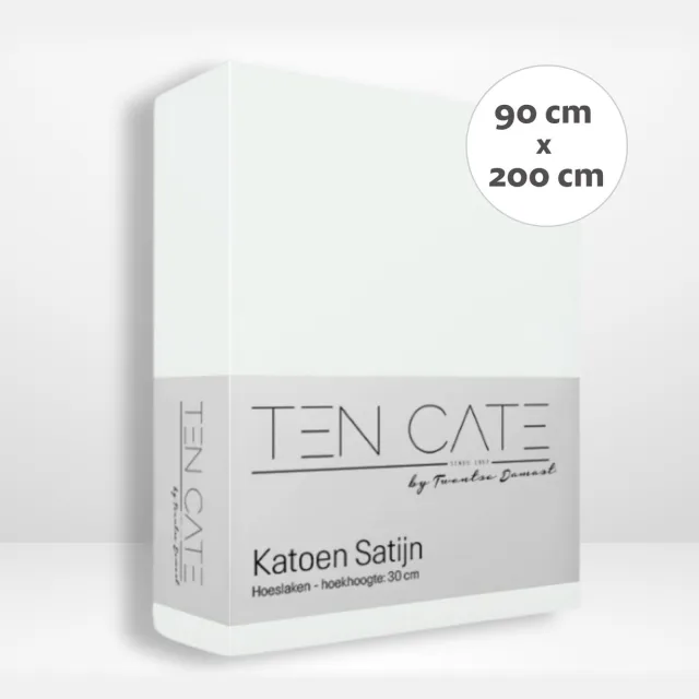 Ten Cate Hoeslaken - Hoeslaken 90x200 - Katoensatijn - Hoeslakens - Geschikt voor boxspring en matras - Hoekhoogte 35cm - Elastiek Rondom - Strijkvrij - Wit