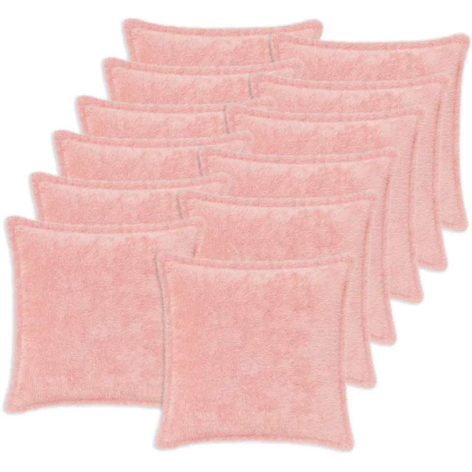 vidaXL Kussensloop 12 st HOUTEN Roze 40 x 40 cm Nep Konijnenbont