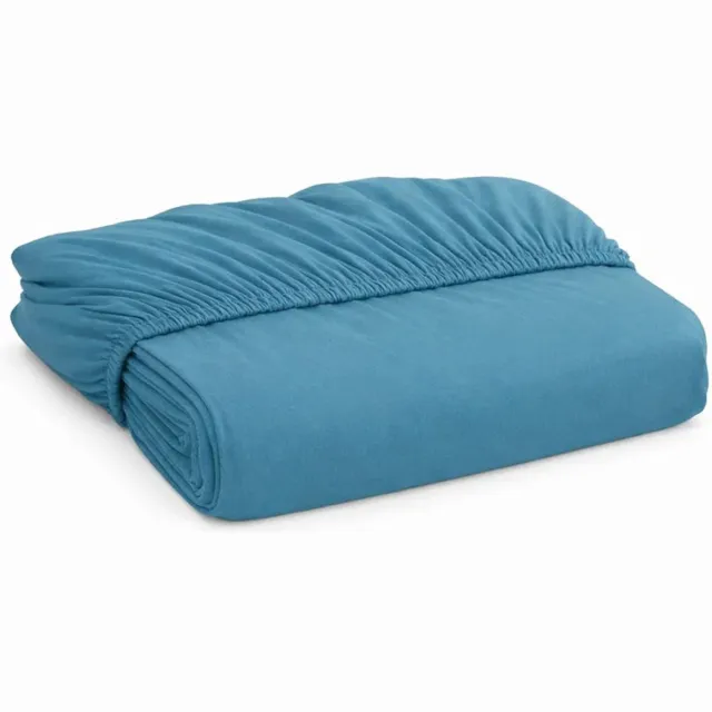 decoware Hoeslaken - Katoen - Adria blauw - Elastisch - 180x200 cm - Geschikt voor matrassen tot 25 cm