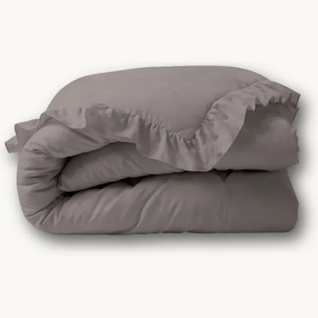 Y-not® Y-NOT – Dekbed Zonder Overtrek 160x200 – Ruffles – All Season – Zacht & Wasbaar – Taupe