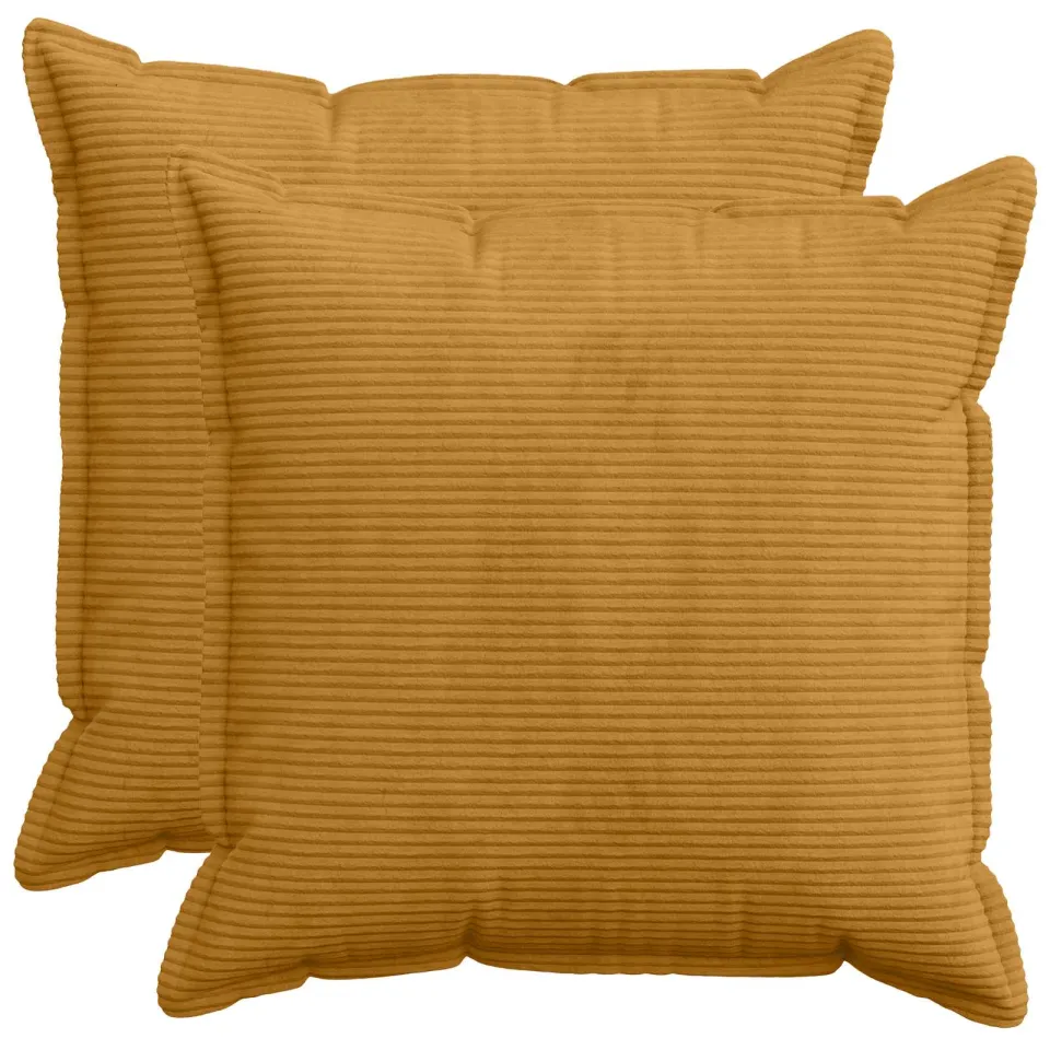 vidaXL Kussensloop 2 st HOUTEN Geel 60 x 60 cm corduroy, foto 3