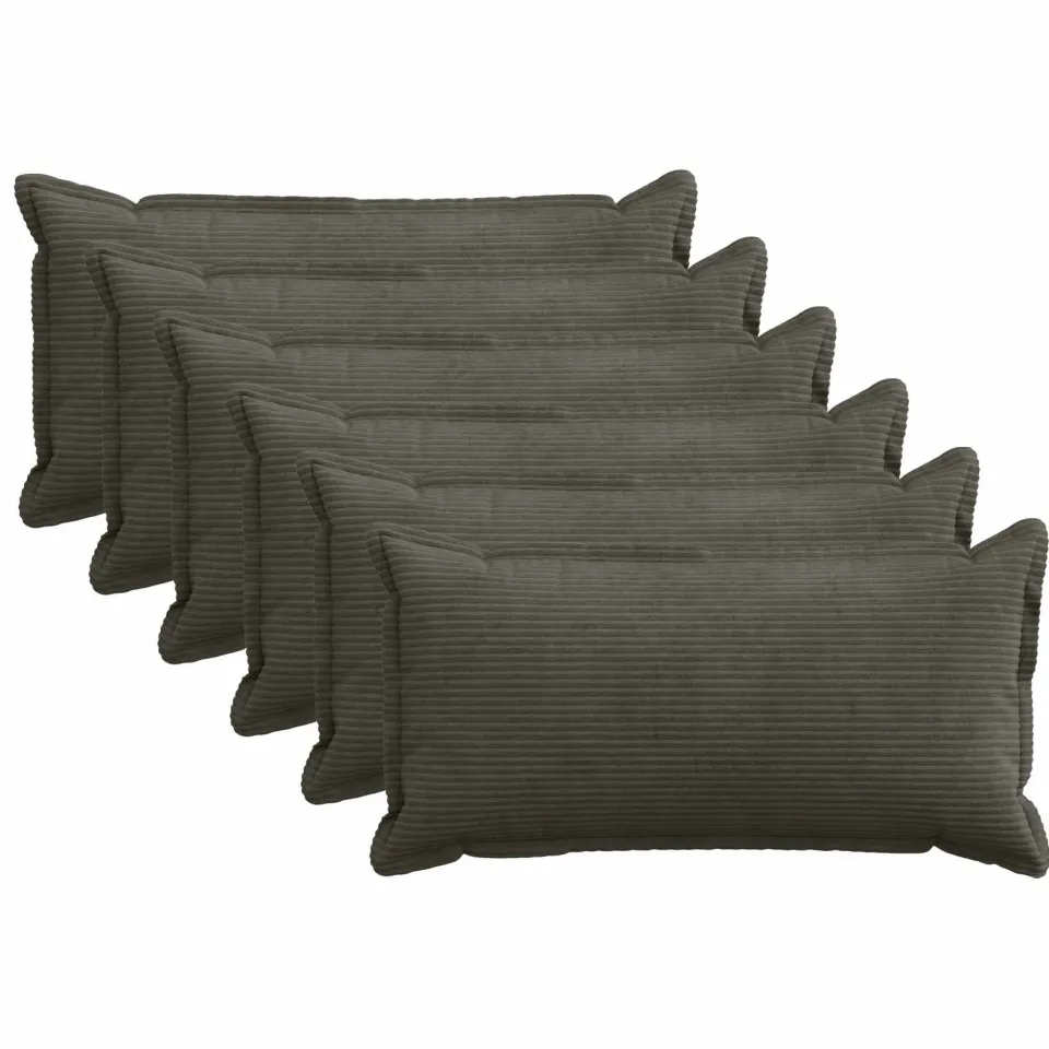 vidaXL Kussensloop 6 st HOUTEN Antraciet 40 x 80 cm corduroy, foto 3