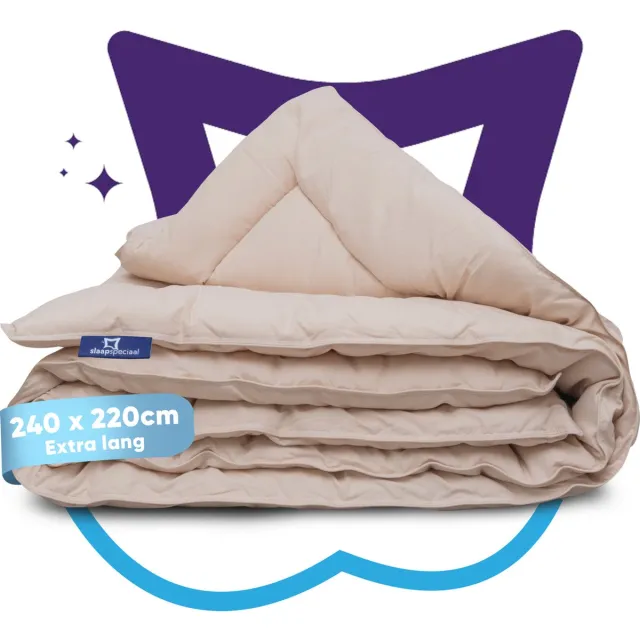 Slaapspeciaal Eazydekbed Hotel Beige - Wasbaar Dekbed - Dekbed zonder Overtrek - Hoesloos Dekbed - All Year Dekbed - 2 in 1 Dekbed - Dekbed met Vaste Overtrek - Gekleurd Dekbed - 240x220 cm